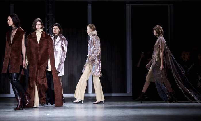 Models present creations of Chinese designer brand RICOSTRU during Milan Fashion Week Fall Winter 2017 2018 in Milan, Italy on Feb. 27, 2017. ) ITALY-MILAN-FASHION WEEK-RICOSTRU JinxYu 