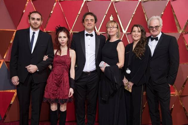 Feb 26, 2017 - Hollywood, California, U.S - Bernard Gariepy Strobl, Oscar nominee, guest, Sylvain Bellemare, Oscar nominee, guest, guest and Claude La Haye, Oscar nominee, arrive on the red carpet of The 89th Oscars at the Dolby Theatre in Hollywood, CA on Sunday, February 26, 2017. Hollywood U.S - ZUMAz03_ 20170226_sho_z03_262 Copyright: xAMPASx