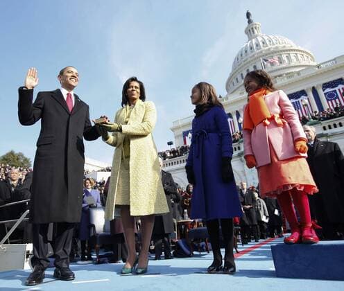 Jan. 20, 2009 - President Barack Obama takes the oath as the 44th U.S. President with his wife, Michelle, by his side at the U.S. Capitol in Washington, D.C., Tuesday, January 20, 2009. ( MCT) - ZUMAm67_ 20090120_baf_m67_083 Copyright: xChuckxKennedyx