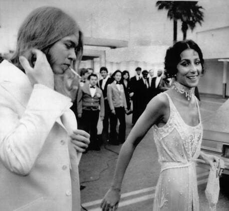 Jun. 30, 1975 - Married - Cher Bono, divorced last Friday from her singing and television partner Sonny Bono, was married Monday to rock star Gregg Allman, left, during a brief ceremony performed at Caesar s Palace Hotel in Las Vegas. Cher and Allman, 27, a singer and songwriter with The Allman Band, were whisked away in a limousine immediately after the ceremony and refused to speak with reporters. EDS: Photo taken May 19, 1975 at the Emmy Awards in Los Angeles. - ZUMAk09_ 19750630_baf_k09_002 Copyright: xKeystonexPressxAgencyx