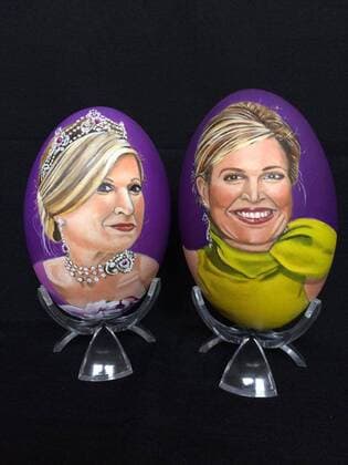 Handbemalte Ostereier mit dem Konterfei niederländischer Adeliger 03-03-2017 Wassenaar Hand painted royal eggs by Mrs. Tiety Entjes-Weij of Queen Maxima. The collection will be displayed during the Eierbeurs on 25th and 26th of march in Wassenaar, 8th and 9th of april in Bemmel (c) PPE Wassenaar Netherlands  Copyright: xppe entjesx