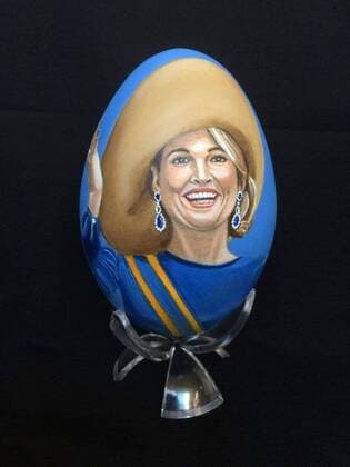 Handbemalte Ostereier mit dem Konterfei niederländischer Adeliger 03-03-2017 Wassenaar Hand painted royal eggs by Mrs. Tiety Entjes-Weij of Queen Maxima. The collection will be displayed during the Eierbeurs on 25th and 26th of march in Wassenaar, 8th and 9th of april in Bemmel (c) PPE Wassenaar Netherlands  Copyright: xppe entjesx