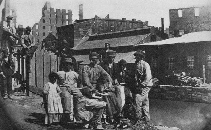 Freed slaves on the canal bank at Richmond, Virginia. 1865 WorldxHistoryxArchive 917_05_WHA_092_0635