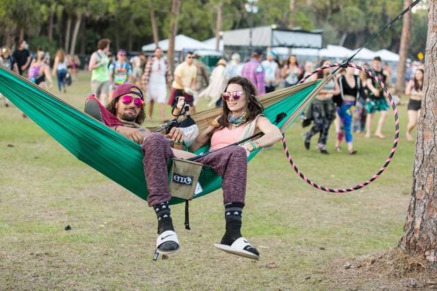 March 3, 2017 - Okeechobee, Florida, U.S - Music fans relax in a hammock at the Okeechobee Music Festival in Okeechobee, Florida Okeechobee U.S. - ZUMAs135 20170303_zap_s135_052 Copyright: xDanielxDeSloverx