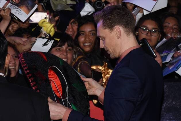 March 4, 2017 - Mexico City, Mexico - Actor Tom Hiddleston Is seen he putting on a traditional hat of Mexico called Charro during the red carpet film premiere of Kong: Skull Island at Cinepolis Oasis on March 04, 2017 in Mexico City, Mexico Mexico City Mexico  - ZUMAn230 20170304_zaa_n230_786 Copyright: xCarlosxTischlerx