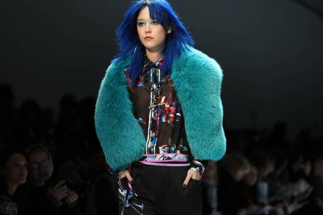 A model takes to the catwalk during the presentation of Leonard Paris show as part of the Fall-Winter 2017-18 Paris Fashion Week on March 6, 2017.  PAR20170306120 MAYAxVIDON-WHITE