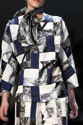 A model takes to the catwalk during the presentation of Leonard Paris show as part of the Fall-Winter 2017-18 Paris Fashion Week on March 6, 2017.  PAR20170306105 MAYAxVIDON-WHITE