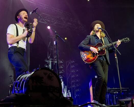 March 5, 2017 - Okeechobee, Florida, U.S - JEREMIAH CALEB FRAITES and WESLEY KEITH SCHULTZ of The Lumineers at the Okeechobee Music Festival in Okeechobee, Florida Okeechobee U.S. - ZUMAs135 20170305_zap_s135_069 Copyright: xDanielxDeSloverx