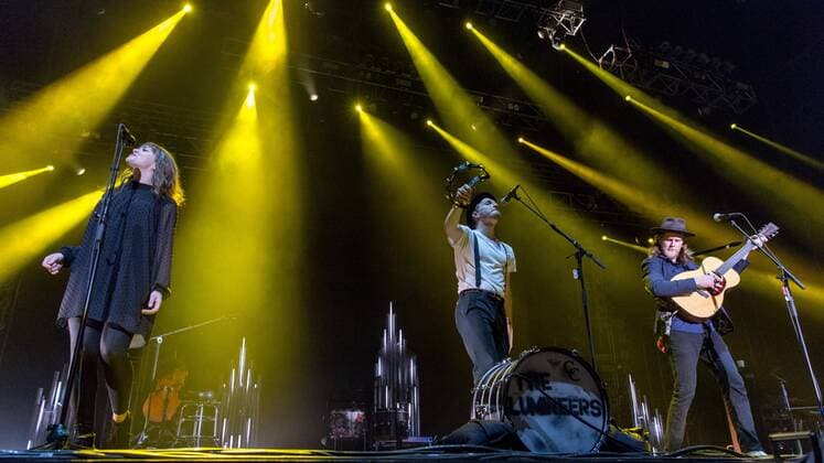 March 5, 2017 - Okeechobee, Florida, U.S - NEYLA PEKAREK, JEREMIAH CALEB FRAITES and WESLEY KEITH SCHULTZ of The Lumineers at the Okeechobee Music Festival in Okeechobee, Florida Okeechobee U.S. - ZUMAs135 20170305_zap_s135_074 Copyright: xDanielxDeSloverx