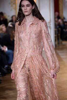 A model takes to the catwalk during the presentation of Paul & Joe s show as part of the Fall-Winter 2017-18 Paris Fashion Week on March 7, 2017.  PAR20170307121 MAYAxVIDON-WHITE