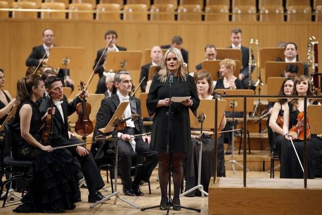Terrorism Victims Foudation chairwoman Mari Mar Blanco (C) gives a speech before the concert as a tribute to the Terrorism Victims held at National Auditorium of Madrid, Spain on 08 March 2017. CONCERT AS A TRIBUTE TO THE TERRORISM VICTIMS !ACHTUNG: NUR REDAKTIONELLE NUTZUNG!  Copyright: xJuanJoxMartínx LOS01 20170308-636246017902110939
