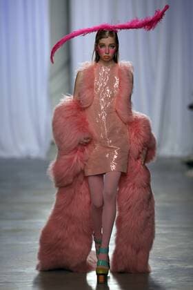 March 10, 2017 - Lisbon, Portugal - A model presents a creation from the Portuguese fashion designer David Ferreira Fall Winter 2017 2018 collection during the Lisbon Fashion Week on March 10, 2017 in Portugal. - ZUMAf123 20170310_zap_f123_002 Copyright: xPedroxFiuzax