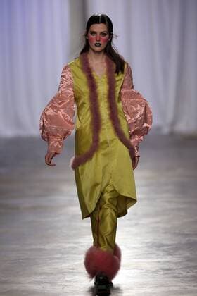 March 10, 2017 - Lisbon, Portugal - A model presents a creation from the Portuguese fashion designer David Ferreira Fall Winter 2017 2018 collection during the Lisbon Fashion Week on March 10, 2017 in Portugal. - ZUMAf123 20170310_zap_f123_003 Copyright: xPedroxFiuzax