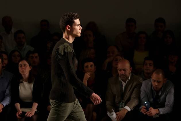 March 10, 2017 - Lisbon, Portugal - A model presents a creation from the Portuguese fashion designer Ricardo Preto Fall Winter 2017 2018 collection during the Lisbon Fashion Week on March 10, 2017 in Portugal. - ZUMAf123 20170310_zap_f123_014 Copyright: xPedroxFiuzax