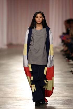 March 10, 2017 - Lisbon, Portugal - A model presents a creation from one young Portuguese Designer of the Sangue Novo (Young Blood) collective Fall Winter 2017 2018 collection during the Lisbon Fashion Week on March 10, 2017 in Portugal. Photo: - ZUMAf123 20170310_zap_f123_023 Copyright: xPedroxFiuzax