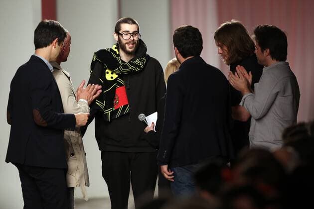 March 10, 2017 - Lisbon, Portugal - The Portuguese Designer Joao Oliveira (C ) won the Sangue Novo (Young Blood) award with his Fall Winter 2017 2018 collection during the Lisbon Fashion Week on March 10, 2017 in Portugal. Photo: - ZUMAf123 20170310_zap_f123_022 Copyright: xPedroxFiuzax