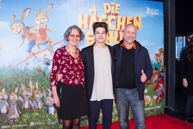 Ute von Münchow_Pohl (Regiesseurin), Noah Levi, Dirk Beinhold (Produzent) bei der Filmpremiere von Die Häschenjagd-Jagd nach dem Goldenen Ei am 11.03.2017 im Cinenova in Köln. Die Häschenjagd-Jagd nach dem Goldenen Ei am 11.03.2017