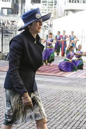 Commonwealth Day, Westminster Abbey, London, UK London, UK. 13 March 2017. Prime Minister Theresa May. To mark and celebrate the Sapphire Jubilee of HM The Queen, 65 years as Head of The Commonwealth, HM The Queen, members of the Royal Family attend a service at Westminster Abbey.