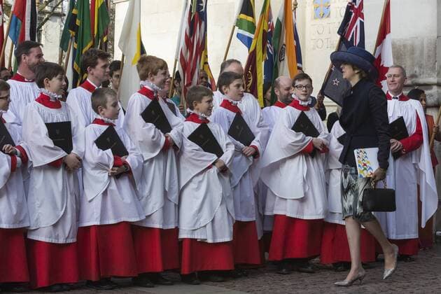 Commonwealth Day, Westminster Abbey, London, UK London, UK. 13 March 2017. Prime Minister Theresa May. To mark and celebrate the Sapphire Jubilee of HM The Queen, 65 years as Head of The Commonwealth, HM The Queen, members of the Royal Family and guests attend a service at Westminster Abbey.