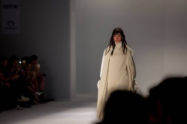 March 13, 2017 - Sao Paulo, Sao Paulo, Brazil - Model presents creation by Osklen, during the Sao Paulo Fashion Week, winter 2017 edition, this Monday, in Sao Paulo, Brazil. Sao Paulo Brazil - ZUMAl146 20170313_zaf_l146_134 Copyright: xPauloxLopesx