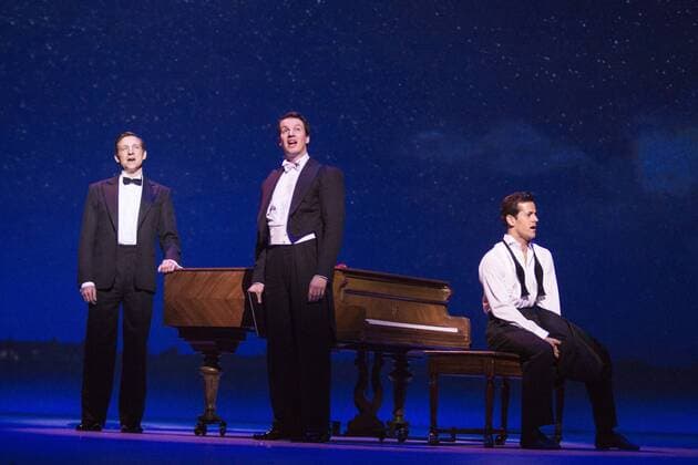 An American in Paris, London, UK London, UK. 14 March 2017. L-R: Haydn Oakley (Henri Baurel), David Seadon-Young (Adam Hochberg), Robert Fairchild (Jerry Mulligan). UK Premiere of the Tony Award-winning new musical An American in Paris at the Dominion Theatre. Directed and choreographed by Christopher Wheeldon, the musical stars Robert Fairchild, Leanne Cope, Haydn Oakley, Zoe Rainey, David Seadon-Young and Jane Asher.
