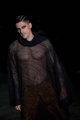 March 14, 2017 - Sao Paulo, Sao Paulo, Brazil - Model presents creation by Lino Villaventura, during the Sao Paulo Fashion Week, N43 winter 2017 edition, in Sao Paulo, Brazil. Sao Paulo Brazil - ZUMAl146 20170314_zaf_l146_117 Copyright: xPauloxLopesx