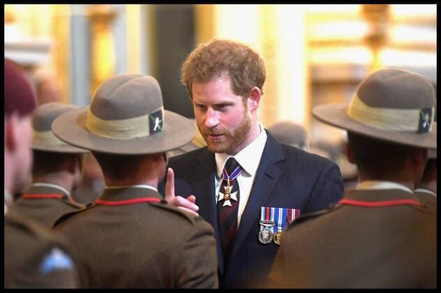 . 14 03 2017. London, United Kingdom. The Royal Gurkha service medals. Prince Harry attends a medal presentation for The Royal Gurkha Rifles at Buckingham Palace on March 14, 2017 in London, England. 2017 marks the 40th anniversary of The Prince Of Wales as Colonel-in-Chief of The Royal Gurkha Rifles.  xi-Imagesx xPoolx IIM-14660-0012
