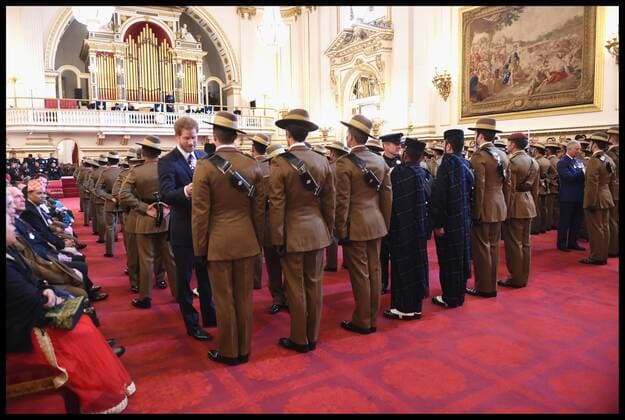 . 14 03 2017. London, United Kingdom. The Royal Gurkha service medals. Prince Charles, Prince of Wales and Prince Harry attend a medal presentation for The Royal Gurkha Rifles at Buckingham Palace on March 14, 2017 in London, England. 2017 marks the 40th anniversary of The Prince Of Wales as Colonel-in-Chief of The Royal Gurkha Rifles.  xi-Imagesx xPoolx IIM-14660-0032