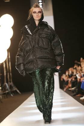MOSCOW, RUSSIA - MARCH 16, 2017: A model showcases creations during a runway show for Russian fashion designer Yuri Pitenin s (Saint-Tokyo) collection at the 2017 Mercedes-Benz Fashion Week Russia at Manege Central Exhibition Hall. Anton Novoderezhkin TASS  TS0445EF
