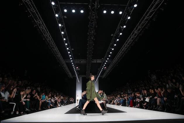 MOSCOW, RUSSIA - MARCH 15, 2017: A model showcases creations during a runway show for singer and designer Keti Topuria s collection at the 2017 Mercedes-Benz Fashion Week Russia at Manege Central Exhibition Hall. Anton Novoderezhkin TASS  TS0445FE