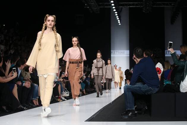 MOSCOW, RUSSIA - MARCH 15, 2017: Models showcase creations during a runway show for singer and designer Keti Topuria s collection at the 2017 Mercedes-Benz Fashion Week Russia at Manege Central Exhibition Hall. Anton Novoderezhkin TASS  TS044600