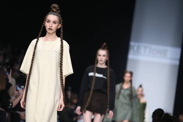 MOSCOW, RUSSIA - MARCH 15, 2017: Models showcase creations during a runway show for singer and designer Keti Topuria s collection at the 2017 Mercedes-Benz Fashion Week Russia at Manege Central Exhibition Hall. Anton Novoderezhkin TASS  TS044602