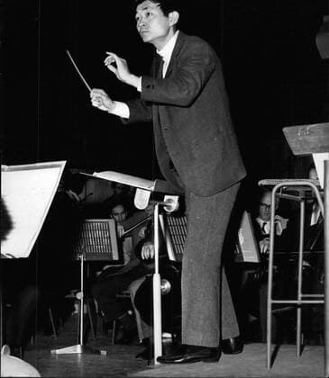 Mar. 14, 1965 - Japanese Conductor makes his London Debut with the London Symphony Orchestra tonight - Mr. Seiji Ozawa, from Tokyo associate conductor of the New York Philharmonic Orchestra, who at the age of 29, finds himself at the top of his career, will make his London debut when he conducts the London Symphony Orchestra at the Festival Hall this evening. Photo Shows: Mr. Ozawa pictured as he conducted the London Symphony Orchestra during rehearsals at the Festival Hall this morning. Keystone - ZUMAk09_ 19650314_baf_k09_001 Copyright: xKeystonexPressxAgencyx