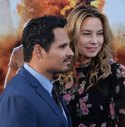 Cast member Michael Pena and screenwriter Brie Shaffer attend the premiere of the motion picture comedy CHIPS at TCL Chinese Theatre in the Hollywood section of Los Angeles on March 20, 2017. Storyline: A rookie officer is teamed with a hardened pro at the California Highway Patrol, though the newbie soon learns his partner is really an undercover Fed investigating a heist that may involved some crooked cops.  LAP2017032015 JIMxRUYMEN