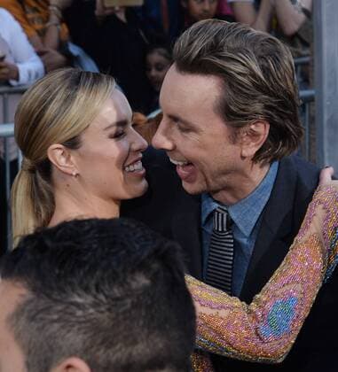 Cast members Jessica McNamee and Dax Shepard greet each other during the premiere of the motion picture comedy CHIPS at TCL Chinese Theatre in the Hollywood section of Los Angeles on March 20, 2017. Storyline: A rookie officer is teamed with a hardened pro at the California Highway Patrol, though the newbie soon learns his partner is really an undercover Fed investigating a heist that may involved some crooked cops.  LAP2017032039 JIMxRUYMEN