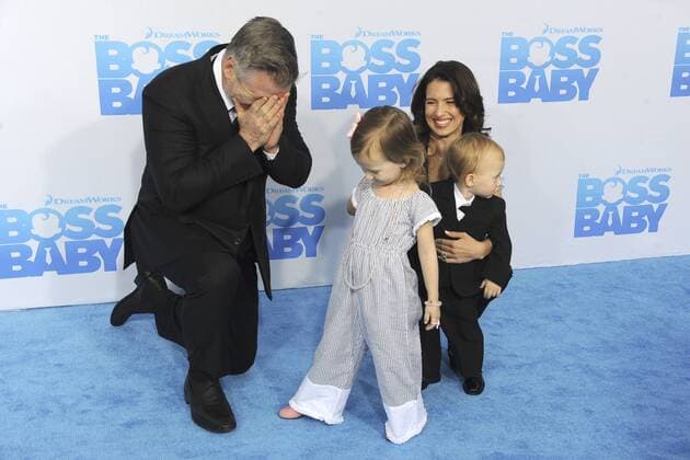 Alec Baldwin mit Tochter Carmen Gabriela Baldwin, Sohn Rafael Thomas Baldwin und Gattin Hilaria Baldwin bei der Premiere des Kinofilms The Boss Baby im AMC Loews Lincoln Square. New York, 20.03.2017 Foto:xD.xVanxTinex xFuturexImage