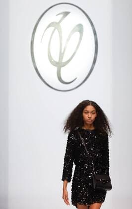 MOSCOW, RUSSIA - MARCH 21, 2017: A model showcases creations during a runway show for the Fall Winter 2017 pret-a-porter collection by Russian fashion designer Valentin Yudashkin at the 37th Moscow Fashion Week at Moscow s Gostiny Dvor Shopping and Exhibition Centre. Stanislav Krasilnikov TASS  TS045061