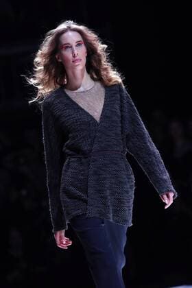 MOSCOW, RUSSIA - MARCH 22, 2017: A model showcases a creation during a catwalk show for the Fall Winter 2017-2018 collection be designer Elena Shipilova, the Moscow Fashion Week at Moscow s Gostiny Dvor Shopping and Exhibition Centre. Vyacheslav Prokofyev TASS  TS0451E3