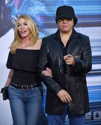 KISS rocker Gene Simmons and his wife Shannon Tweed attend the Power Rangers premiere at the Westwood Village Theatre in Los Angeles on March 22, 2017.  LAP20170322849 CHRISTINExCHEW
