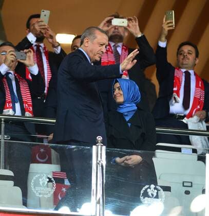 Fifa World Cup 2018 qualifying football match Turkey vs Finland on March 24, 2017 at Antalya arena stadium in Antalya , Turkey. Final Score : Turkey 2 - Finland 0 Pictured: Turkey Republic President Recep Tayyip Erdogan. 