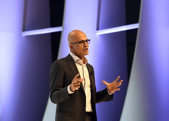 Microsoft CEO Satya Nadella gives speech at Digital Opportunities Transformation Summit (DOTS) in Prague, Czech Republic, March 28, 2017. (CTKxPhoto MichalxKrumphanzl) CTKPhotoP201703280469701  kru 1