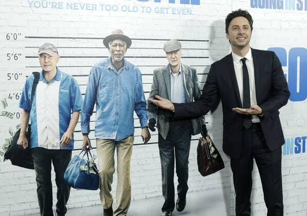 Zach Braff arrives on the red carpet at the Going in Style World Premiere at SVA Theatre on March 30, 2017 in New York City.  NYP20170330125 JOHNxANGELILLO