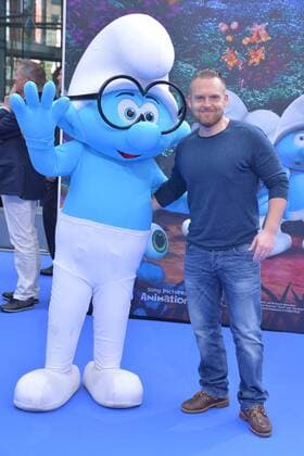 Axel Stein Ankunft am Blauen Teppich zur Deutschlandpremiere des Animationsfilmes, Die Schluempfe, das verlorene Dorf im Cinestar im Sony Center in Berlin, am 02.04.2017