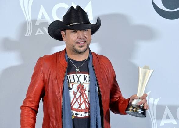 Recording artist Jason Aldean, winner of the Entertainer of the Year award appears backstage during the 52nd annual Academy of Country Music Awards held at T-Mobile Arena in Las Vegas, Nevada on April 2, 2017. The show will be telecast live on CBS.  LVP20170402324 JIMxRUYMEN
