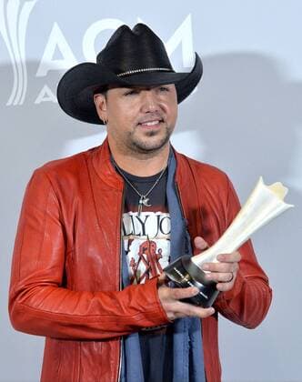Recording artist Jason Aldean, winner of the Entertainer of the Year award appears backstage during the 52nd annual Academy of Country Music Awards held at T-Mobile Arena in Las Vegas, Nevada on April 2, 2017. The show will be telecast live on CBS.  LVP20170402325 JIMxRUYMEN