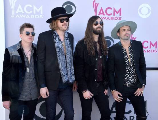 (L-R) Musicians Bill Satcher, Michael Hobby, Graham DeLoach, and Zach Brown of A Thousand Horses attend the 52nd annual Academy of Country Music Awards held at T-Mobile Arena in Las Vegas, Nevada on April 2, 2017. The show will be telecast live on CBS.  LVP20170402349 JIMxRUYMEN