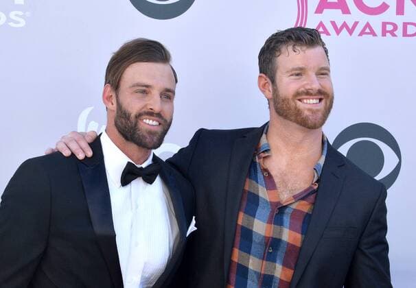Recording artist TV personalities Robby Hayes (L) and James McCoy Taylor attend the 52nd annual Academy of Country Music Awards held at T-Mobile Arena in Las Vegas, Nevada on April 2, 2017. The show will be telecast live on CBS.  LVP20170402357 JIMxRUYMEN