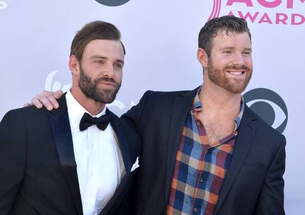 Recording artist TV personalities Robby Hayes (L) and James McCoy Taylor attend the 52nd annual Academy of Country Music Awards held at T-Mobile Arena in Las Vegas, Nevada on April 2, 2017. The show will be telecast live on CBS.  LVP20170402358 JIMxRUYMEN