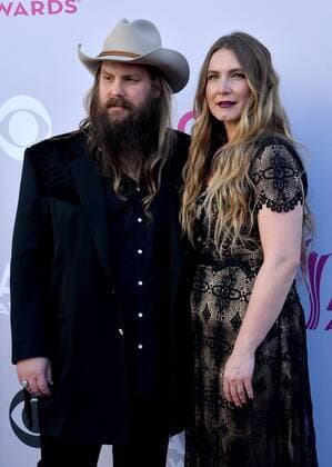 Recording artist Chris Stapleton (L) and Morgane Stapleton attend the 52nd annual Academy of Country Music Awards held at T-Mobile Arena in Las Vegas, Nevada on April 2, 2017. The show will be telecast live on CBS.  LVP20170402399 JIMxRUYMEN