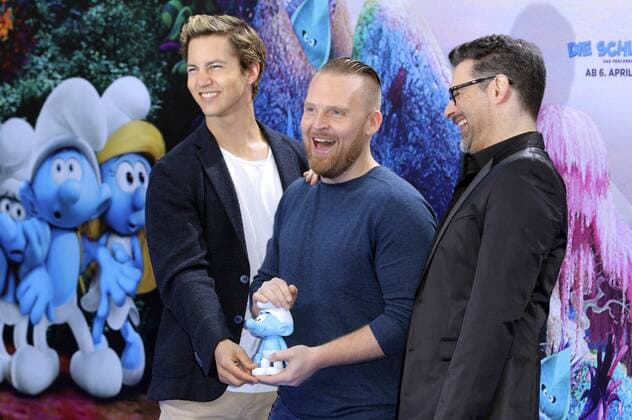 Tim Oliver Schultz, Axel Stein und Rick Kavanian bei der Premiere des Kinofilms Die Schlümpfe - Das verlorene Dorf im Cinestar Sony Center. Berlin, 02.04.2017 Foto:xS.xSchrapsx xFuturexImage